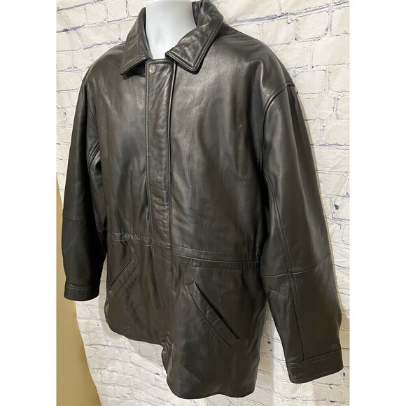 Y2k 2000s Black Leather Brandini Long Jacket Men's Size Large - Picture 3 of 9